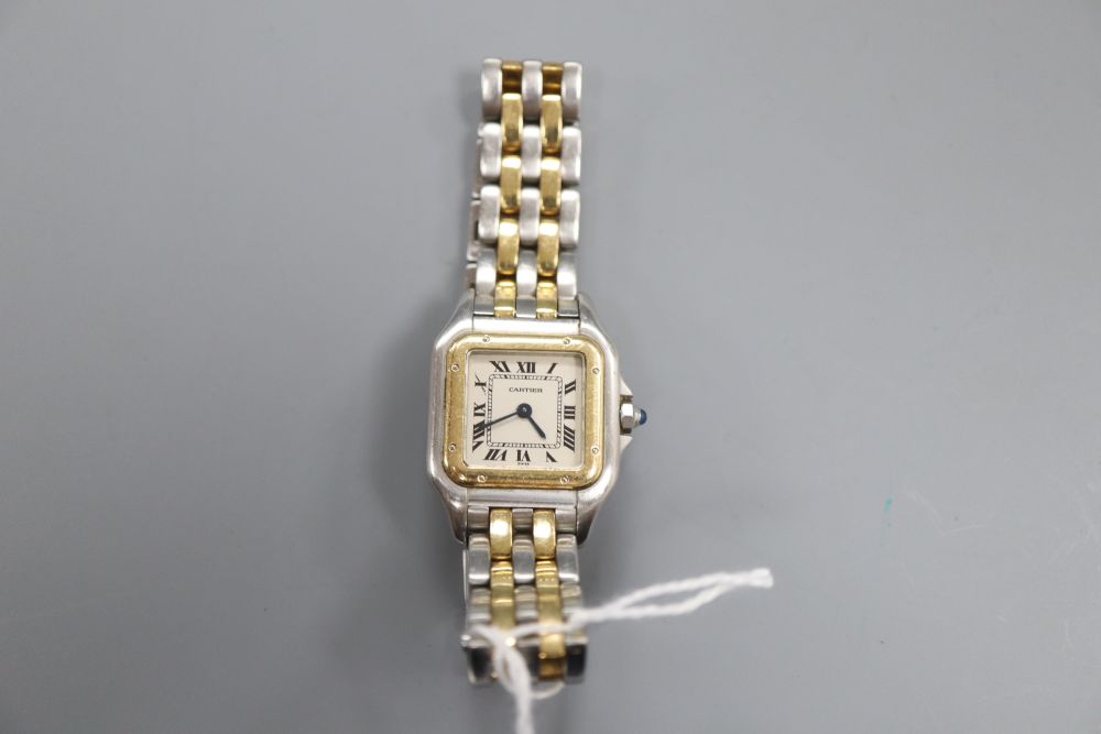 A ladys steel and gold Cartier de Santos wristwatch